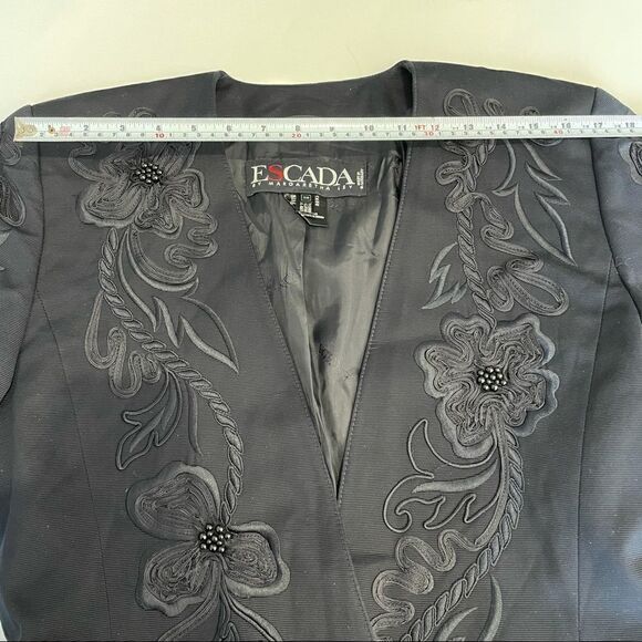 Vintage Escada  Navy Single  Button Floral Embroidered Blazer - Picture 12 of 16